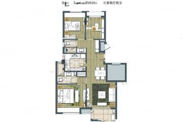 (新盘首开)陆家嘴滴水涟岸3房户型户型图