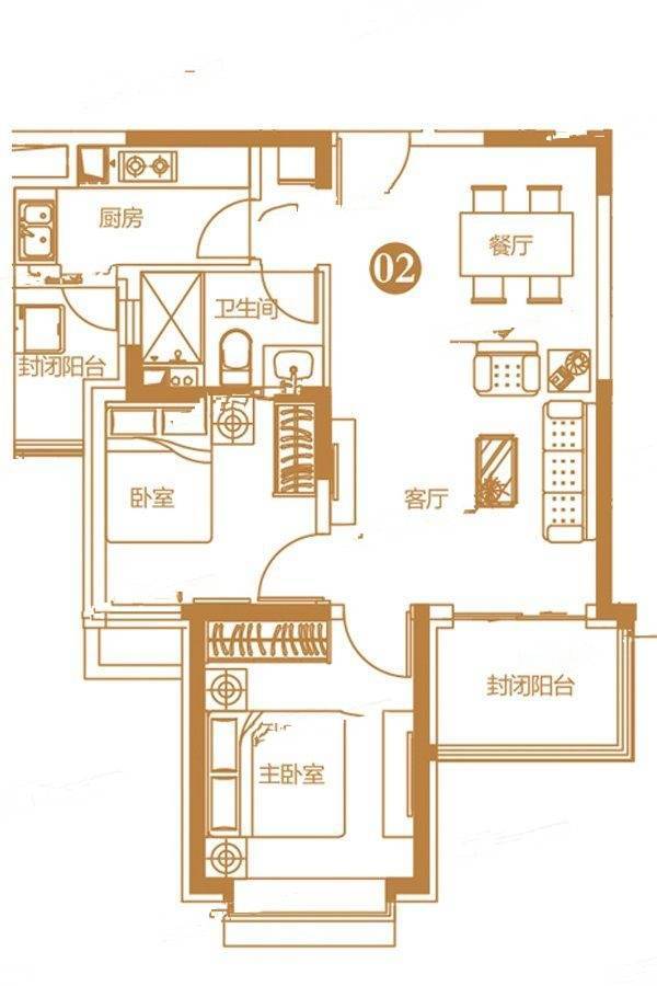 衡水恒大城15#1单元02户型户型图_首付金额_2室2厅2卫