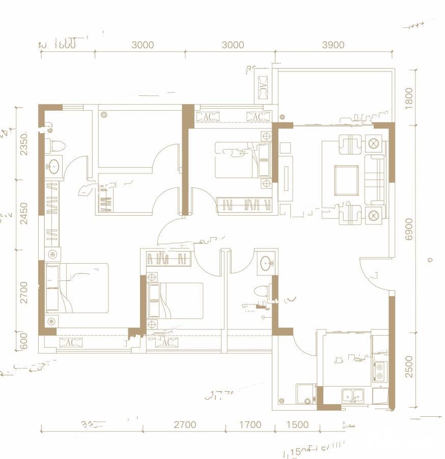 和成嘉业2c栋05户型 4栋01户型