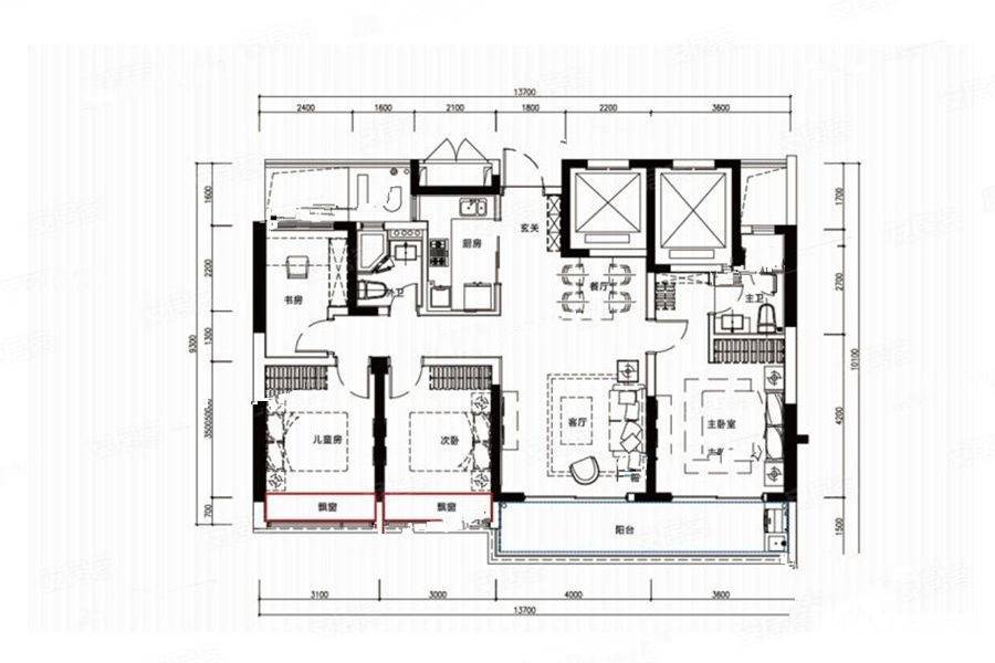 杭州融创金成江南府b1户型户型图_首付金额_4室2厅2卫