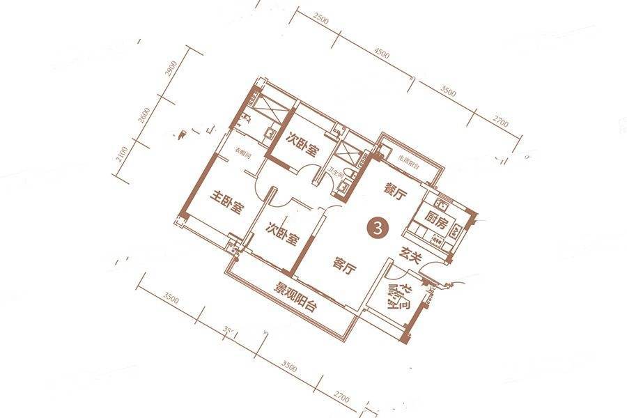 方圆合景南沙水恋2栋建面128平03户型