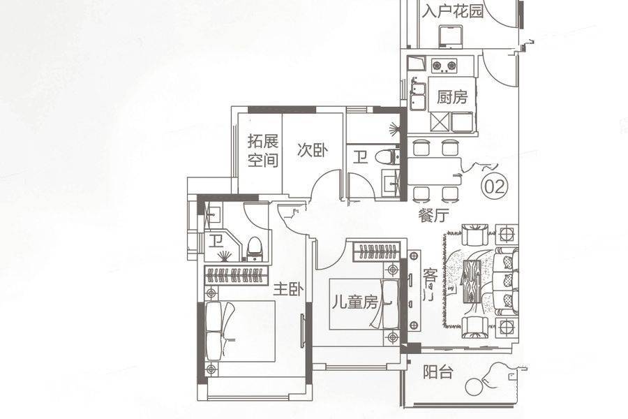 越秀滨海新城20栋92平02户型