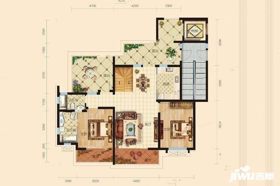 沈阳浦江御景湾洋房-6越7-163平户型图_首付金额_3室2