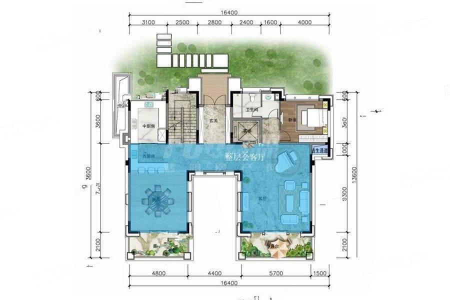 成都建发浅水湾一层户型图_首付金额_4室4厅4卫_520.