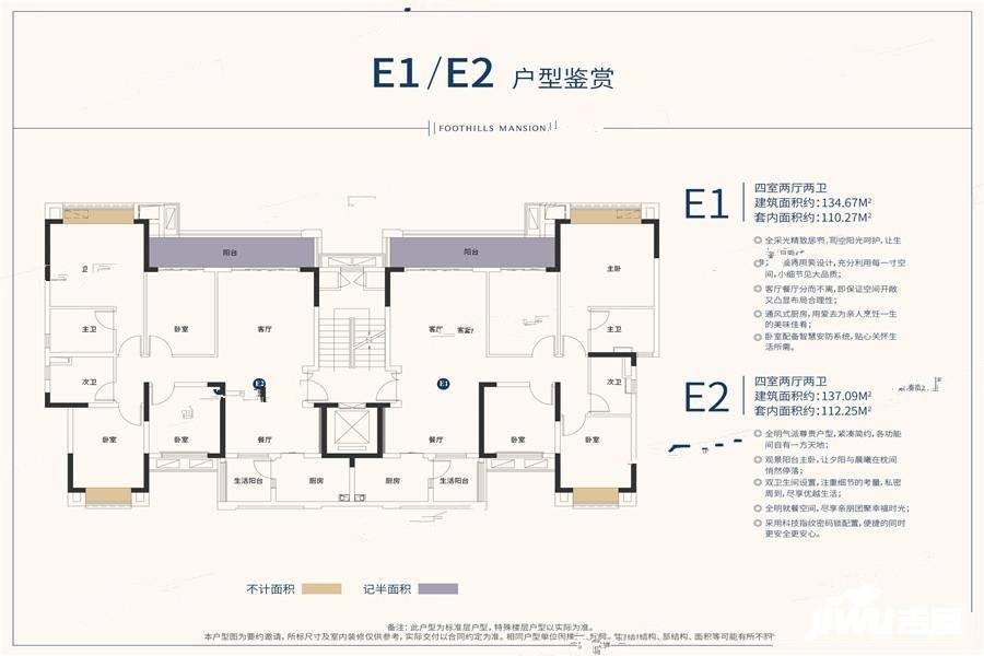 遵义美的金科万麓府e1/e2户型户型图_首付金额_4室2厅