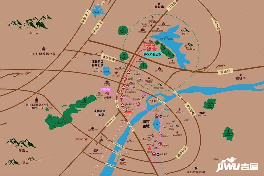 南京恒大养生谷位置交通图