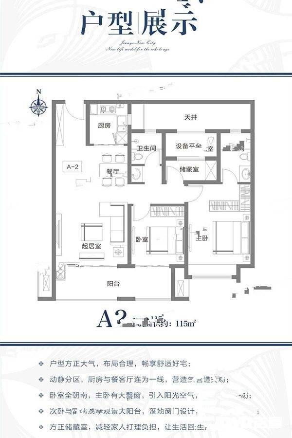 许昌建业臻悦汇户型a2户型图_首付金额_2室2厅2卫_115