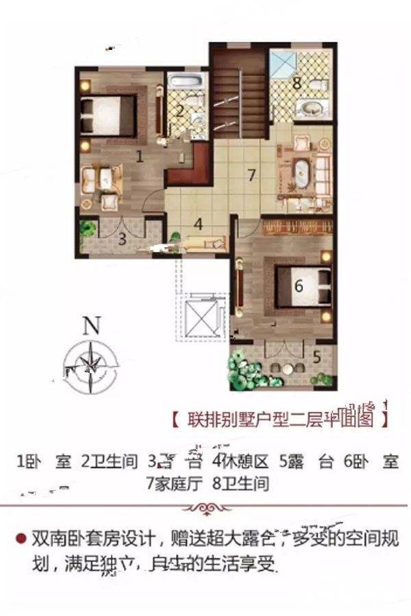 烟台天越湾联排别墅二层平面图户型图_首付金额_4室33