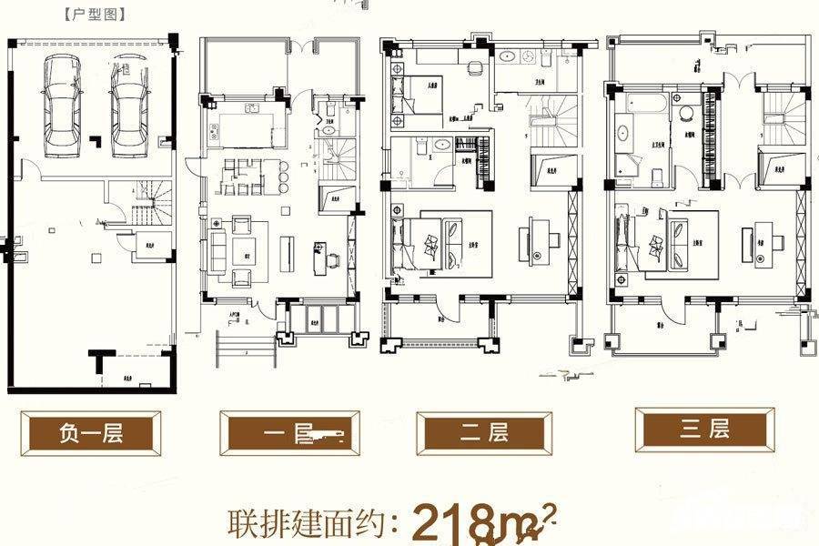 烟台中南玖熙墅218平联排户型图_首付金额_5室2厅2卫_218.