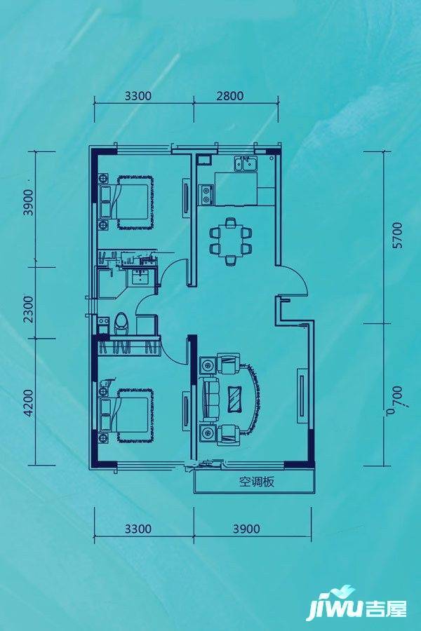 长春绿地城d区88平米户型图户型图_首付金额_2室2厅2