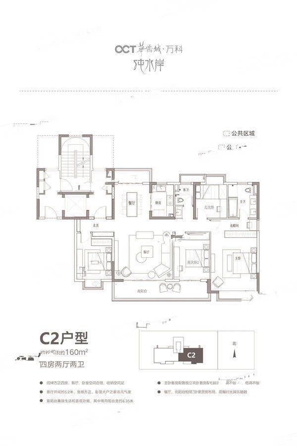 华侨城万科纯水岸160㎡c1户型