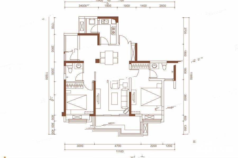 资阳蓝光公园学府100.6户型图_首付金额_3室2厅2卫_.