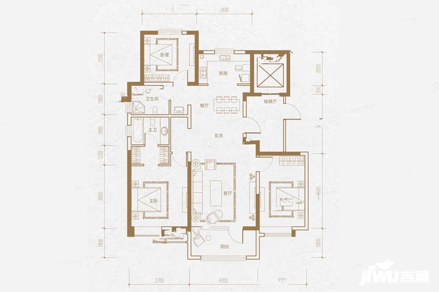 中建府12#标准层c1户型