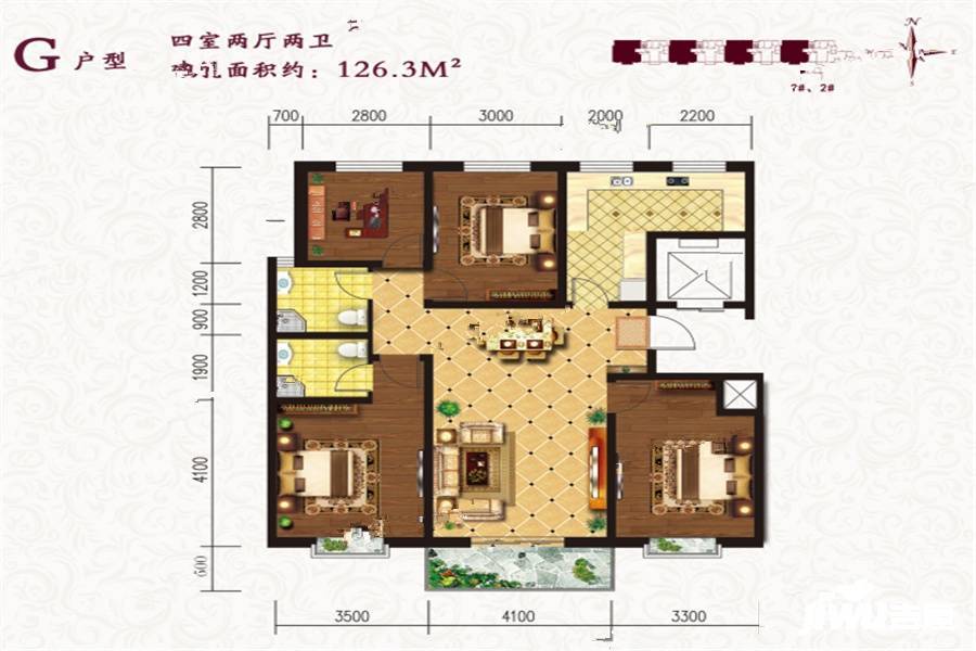 悦庭雅苑1#2#g户型