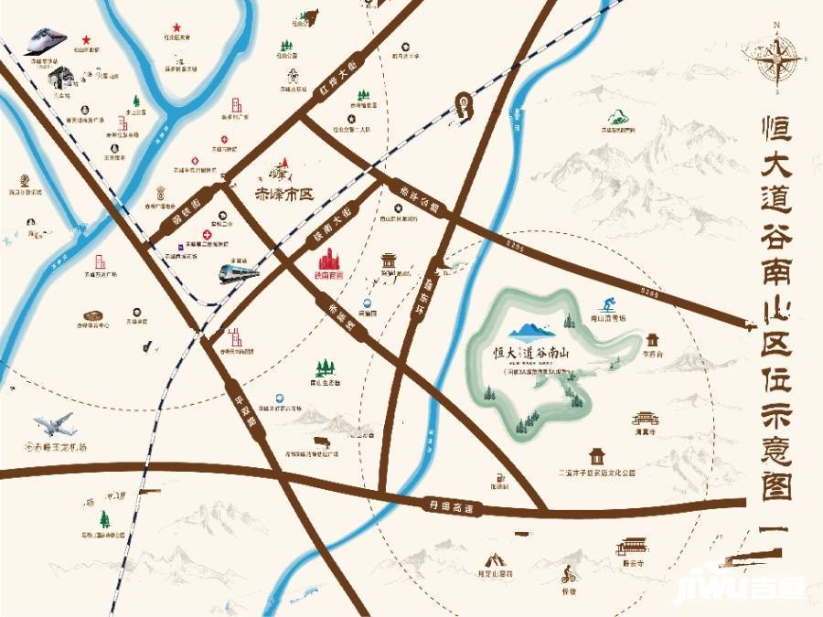 恒大道谷南山位置交通图