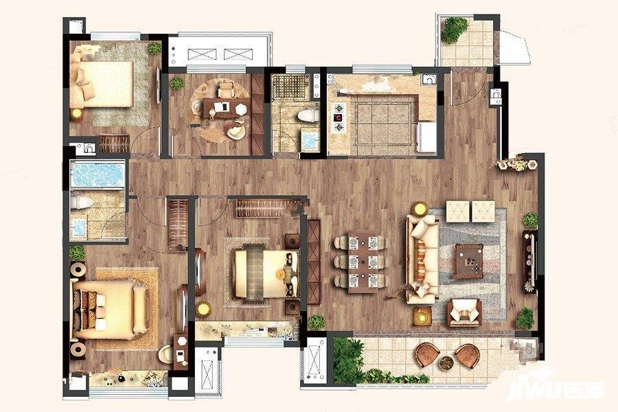 徐州娇山府c户型户型图_首付金额_4室2厅2卫_140.0