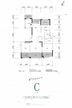 (在售)绿城桂语江南3房户型户型图