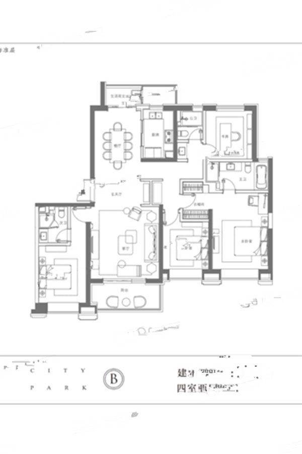 西安中国铁建西派国际180平户型图户型图_首付金额_42