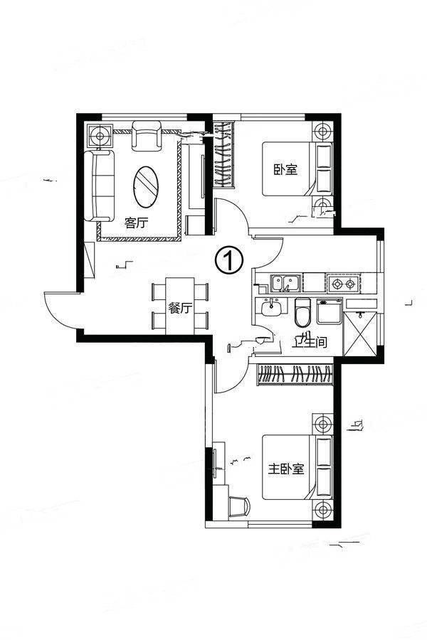 哈尔滨恒大锦城7#1单元1户型户型图_首付金额_2室2厅2