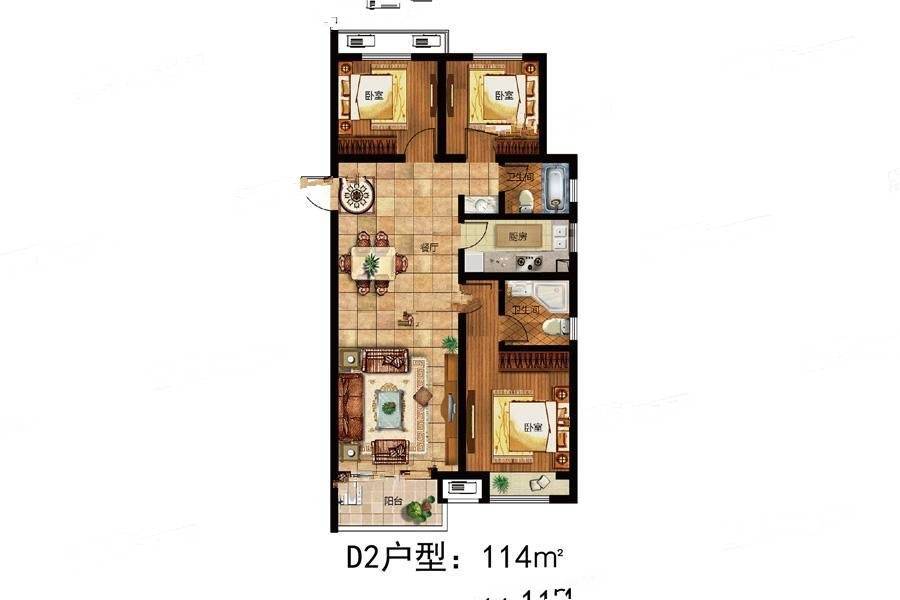 郑州孔雀城高层d2户型