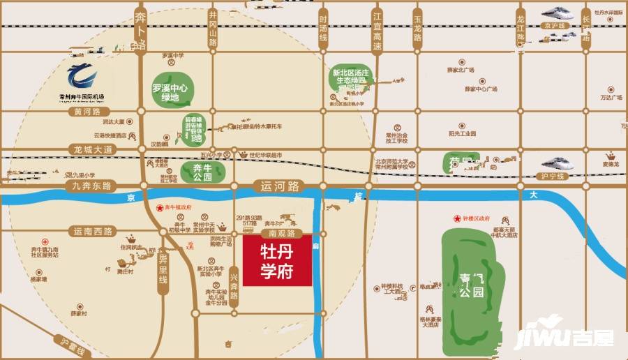 常州新北奔牛镇牡丹学府周边及交通图8- 吉屋网