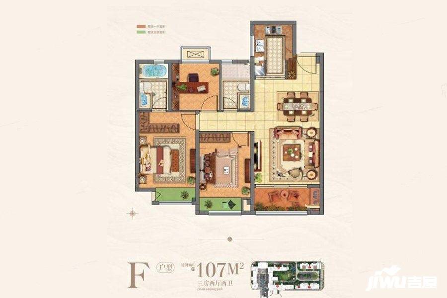 牡丹三江公园f户型107平