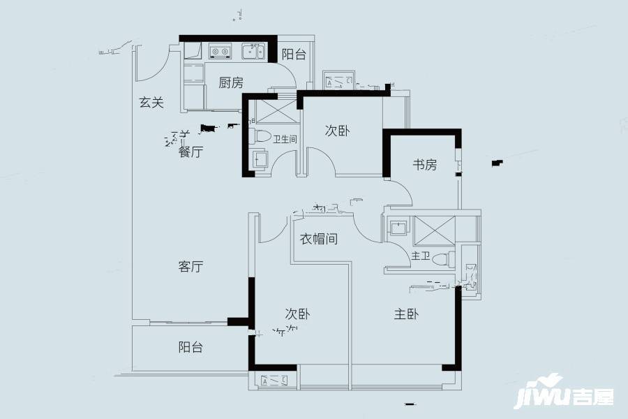 佛山保利同济府01户型112㎡户型图_首付金额_4室2厅2卫_112.