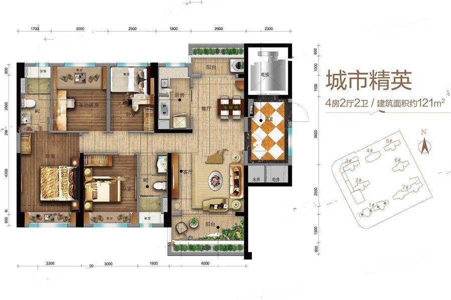 江门碧桂园城央首府城市精英户型图_首付金额_4室2厅2