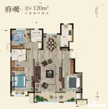 120㎡三室两厅两卫