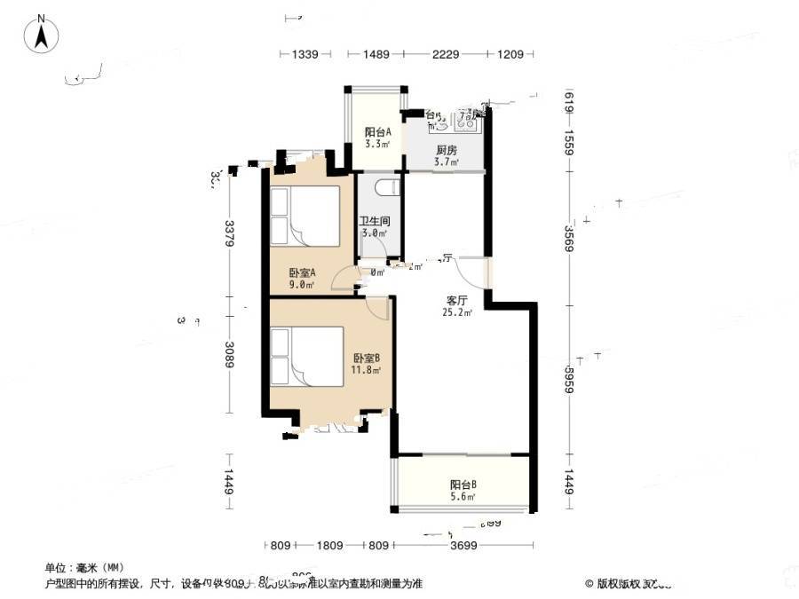 福中福花园二期福中福花园二期2居室户型图