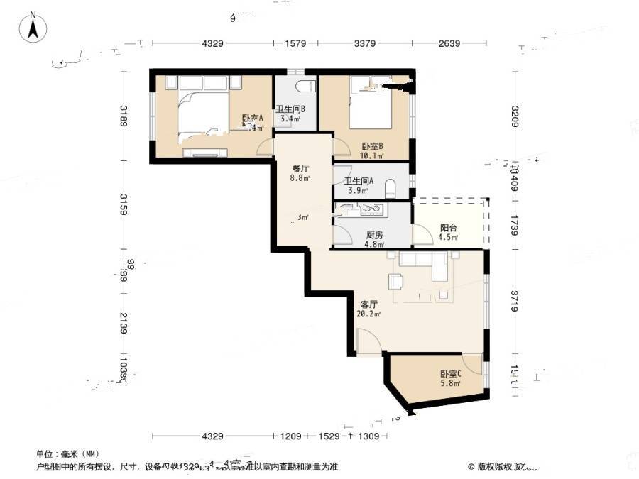 德兴花园德兴花园3居室户型图