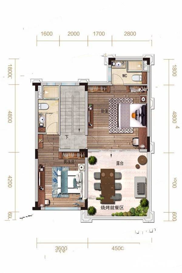 碧桂园铜雀台三期5室2厅5卫208㎡户型图