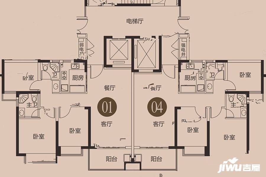 御城花园3室2厅2卫96㎡户型图