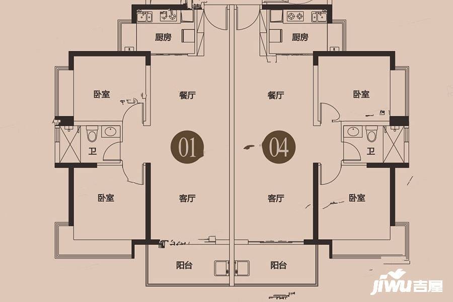 御城花园2室2厅1卫86㎡户型图