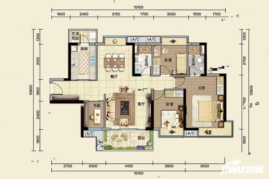 嘉宏锦峯4室2厅2卫126㎡户型图