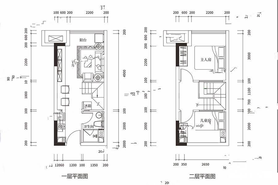 十畝芳华里2室2厅1卫29㎡户型图