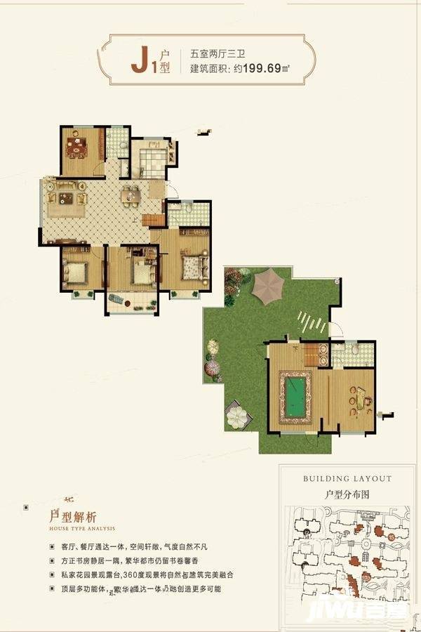 美力理想城5室2厅3卫199.7㎡户型图