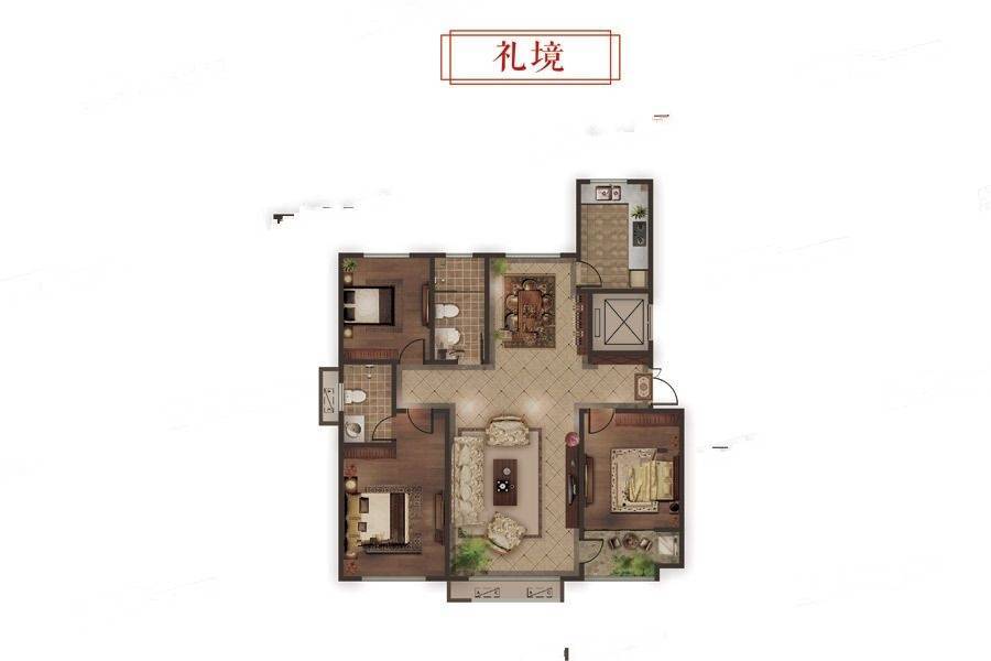 中颐和园3室2厅2卫137㎡户型图