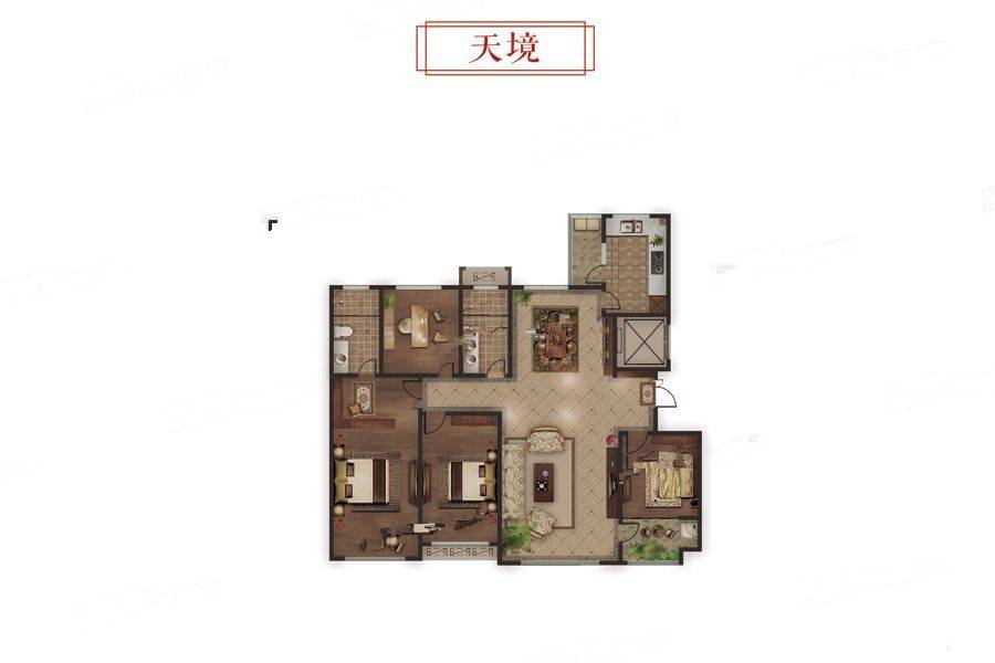 中颐和园4室2厅2卫200㎡户型图