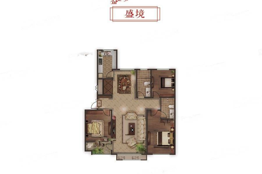 中颐和园3室2厅2卫136㎡户型图