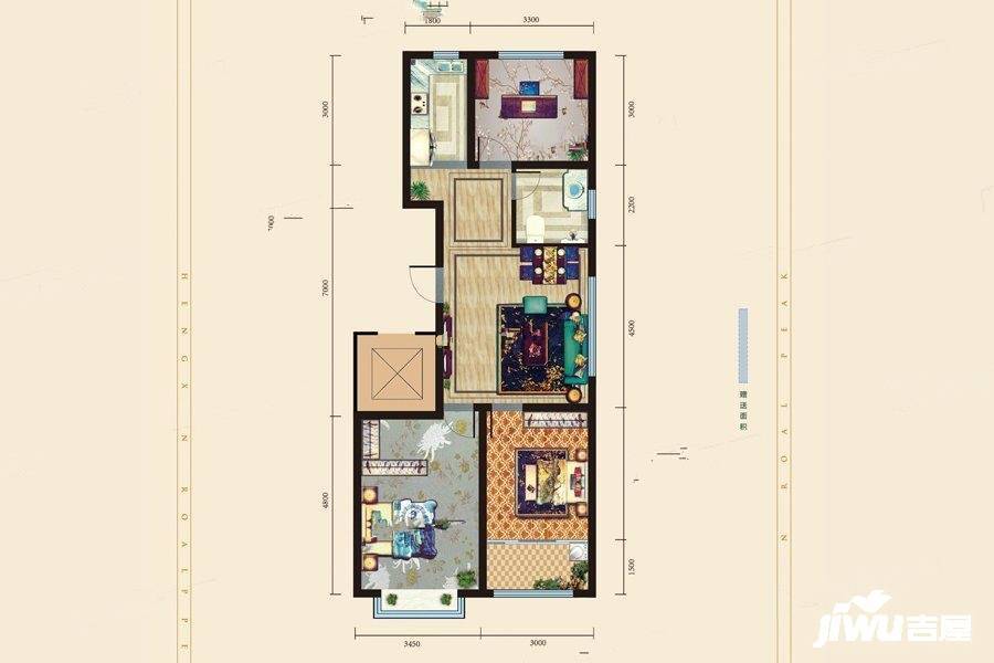 恒信御峰3室2厅1卫101㎡户型图