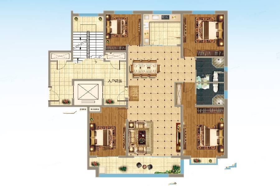 中房爱悦城4室2厅2卫161㎡户型图