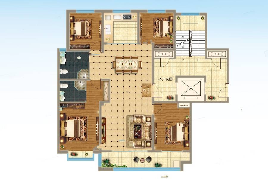 中房爱悦城4室2厅2卫155㎡户型图