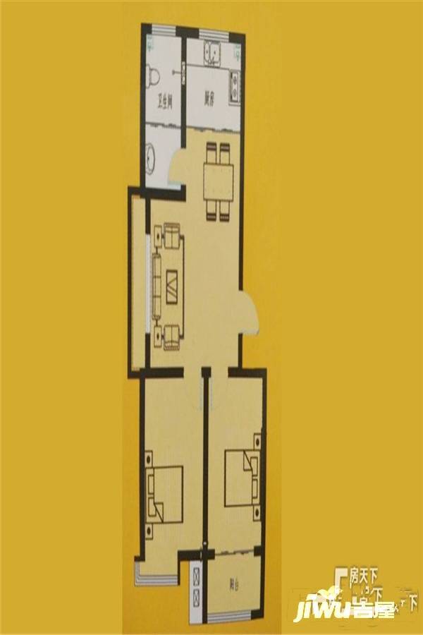 吉祥福海豪庭2室1厅1卫78㎡户型图