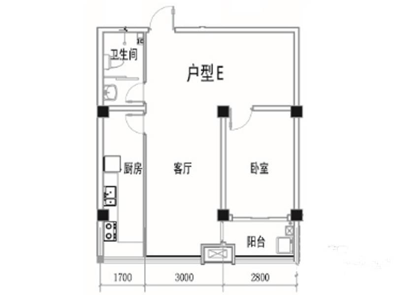 海利商城1室1厅1卫75㎡户型图