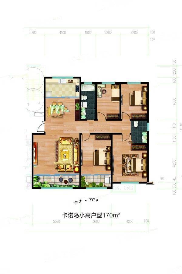 卡诺岛北岛二期丽水湾4室2厅2卫170㎡户型图