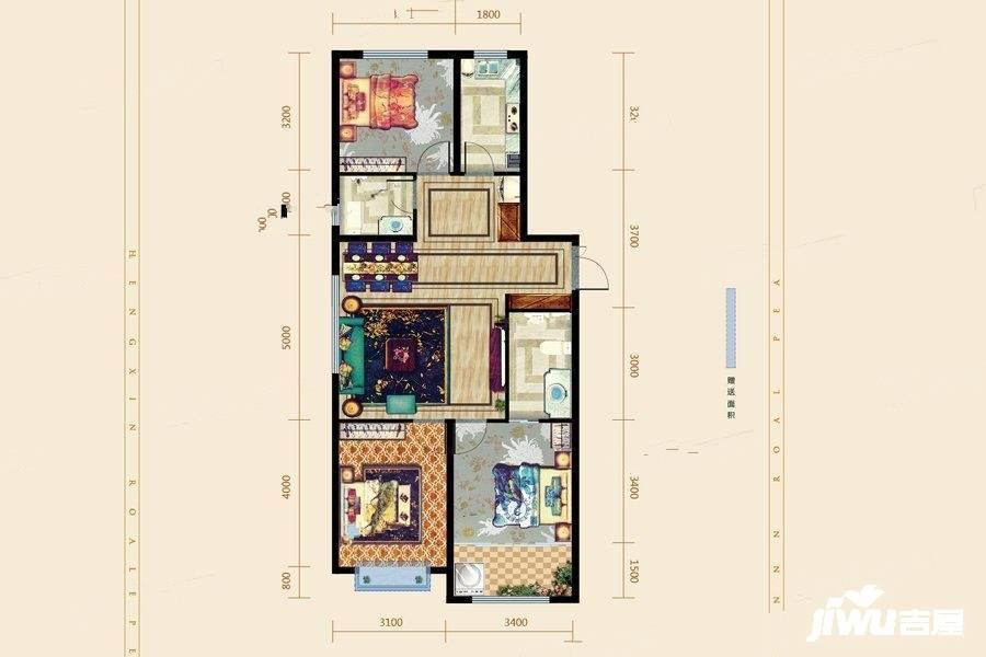 恒信御峰3室2厅2卫114㎡户型图