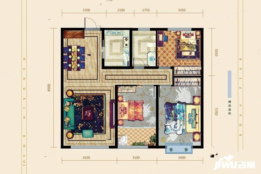 恒信御峰3室2厅1卫124㎡户型图