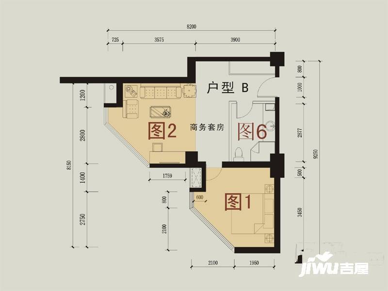 泰华曼哈顿1室1厅1卫66㎡户型图