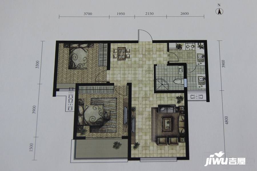 泰华城大益华府2室2厅1卫85.8㎡户型图